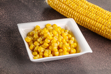 Marinated corn in the bowl