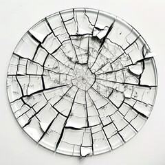Shattered Glass Circle Against a White Background