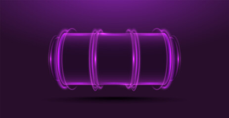 Neon slot machine isolated on dark background. Vector template for your design.