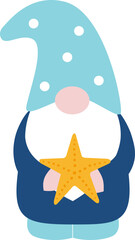 Funny summer gnome. Beach gnome vector.
summer gnome holding swimming ring 