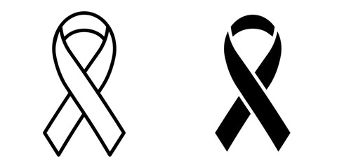 ofvs585 OutlineFilledVectorSign ofvs - breast cancer ribbon vector icon . awareness sign . isolated transparent . black outline filled version . AI 10 / EPS 10 . g11928