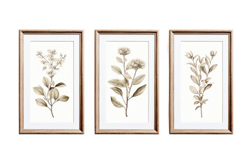Elegant framed botanical posters, ideal for creating a nature-inspired gallery wall.