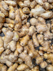 Fresh organic ginger on market in Bangladesh