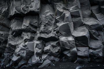 Rugged Black Rock Formation Textures
