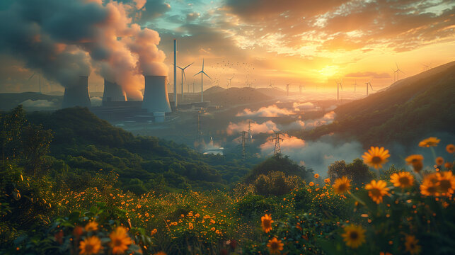 Transition from traditional nuclear facility with a coal power station energy sources to renewable natural energy.  