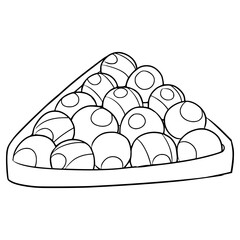 8 pool ball on rack illustration hand drawn outline vector