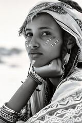 young ethiopian indigenous nomad woman tribal marki