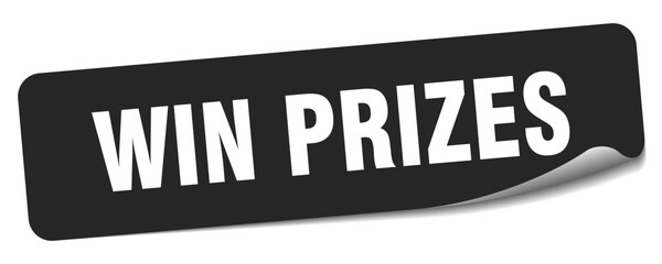win prizes sticker. win prizes label