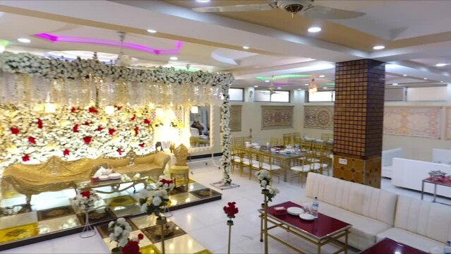 interior of a Marriage hall Decoration Video Clip