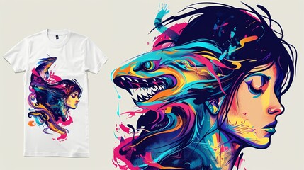 Naklejka premium Scary monsters,beauty girl