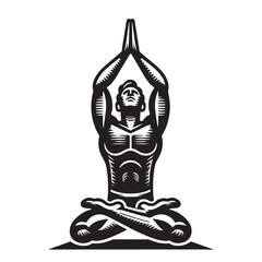 Yoga man. In the lotus position. Chakras, enlightenment, zen, meditation.
Vintage engraving black illustration, emblem. Isolated object, cut out