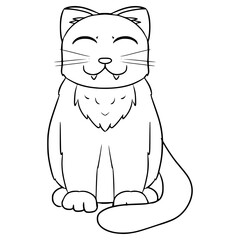 cute cat illustration hand drawn outline vector
