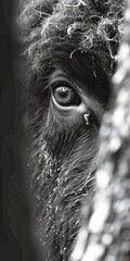 Black and white bull's eye close-up