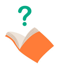Open book with mark question. Colorful vector illustration