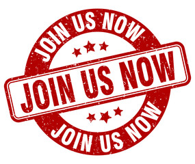 join us now stamp. join us now label. round grunge sign