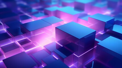 
3d rendering of purple and blue abstract geometric background. Scene for advertising, technology,...