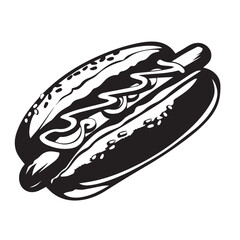 Hotdog in cartoon, doodle style . Image for t-shirt, web, mobile apps and ui. Isolated 2d vector illustration in logo, icon, sketch style, Eps 10, black and white. AI Generative