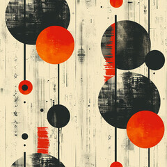 seamless pattern, wallpaper, print, Japanese style, red and black circles, white background