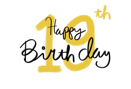 19th birthday greeting card with transparent background