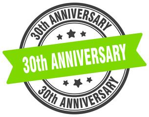 30th anniversary stamp. 30th anniversary label on transparent background. round sign