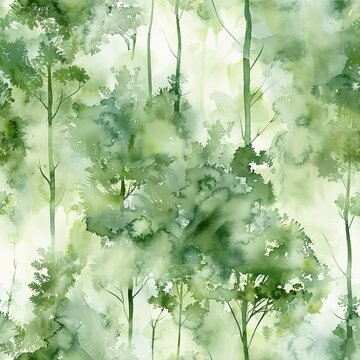 Seamless watercolor tile pattern depicting the soft, diffused light of a sunlit forest clearing, with a focus on depth and texture.  Seamless Pattern, Fabric Pattern, Tumbler Wrap, Mug Wrap.