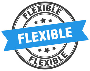 flexible stamp. flexible label on transparent background. round sign