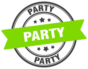 party stamp. party label on transparent background. round sign