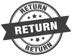return stamp. return label on transparent background. round sign