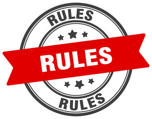rules stamp. rules label on transparent background. round sign