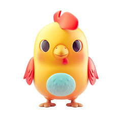 A brightly colored cute chicken. minimalist UI design on a white background