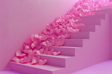 Fototapeta premium A heart is placed on a colorful staircase, creating a romantic and playful atmosphere