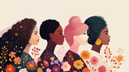 Woman empowerment, showcasing a diverse group of women standing together in solidarity, exuding strength, unity, and confidence, symbolizing feminist ideals and gender equality.