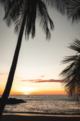 Romantic sunset on a tropical beach, vertical