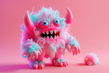 A colorful monster with colorful fur and colorful horns