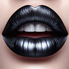 Female Lips with Black Lipstick