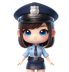 cute policeman character isolated on transparent background