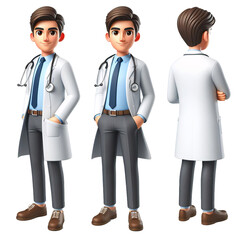Friendly Male Doctor Standing Isolated on Transparent Background