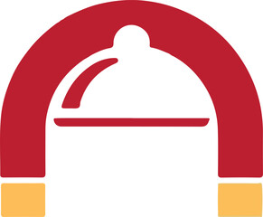 Beautiful food cloche magnet vector