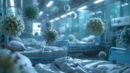 virus in hospital room - obrazy, fototapety, plakaty