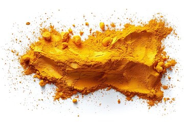 Vibrant Turmeric: A ground turmeric powder with its rich yellow hue and earthy aroma, painted in a realistic watercolor style with soft washes and subtle texture on a white background