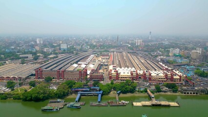 Aerial view of Howrah railway station Day and Night 