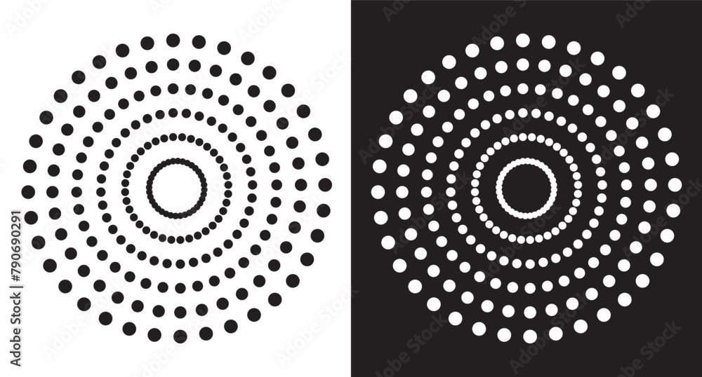 Poster halftone dots pattern effect. abstract dotted background. black and white dots. vintage sunburst bac