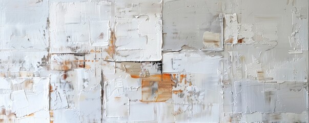 white, gray, and rust-colored blocks in an abstract oil painting