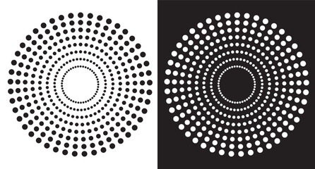 Abstract halftone dotted background. Black and white dots. Halftone dots pattern effect. Vintage sunburst background with dots. Halftone stars, Halftone vector object