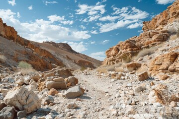 Landscape Stones. Desert Scene with Rough Uneven Rocks and Cliffs