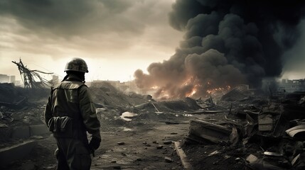 War landscape background.