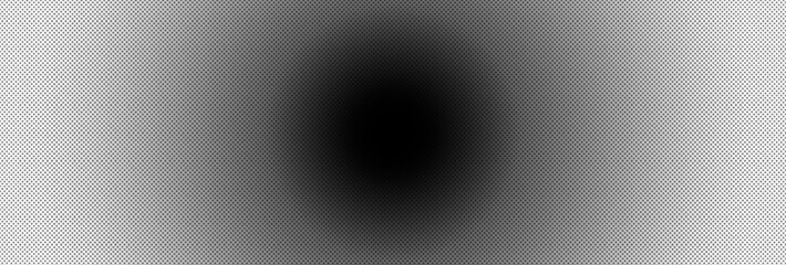 Obraz premium Czarnobiały półton, halftone z czarną, rozmytą kulą. Złudzenie optyczne. Bezszwowe tło, miejsce na tekst.