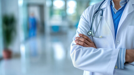 Doctor with stethoscope - medicine and healthcare concept. Portrait of a doctor