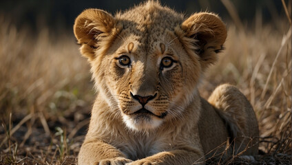 lion cub in the jungle 