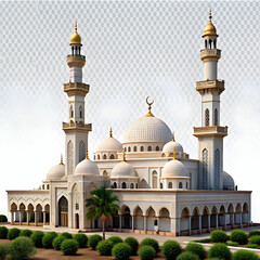Fototapeta na wymiar mosque with Islamic architecture isolated on a transparent